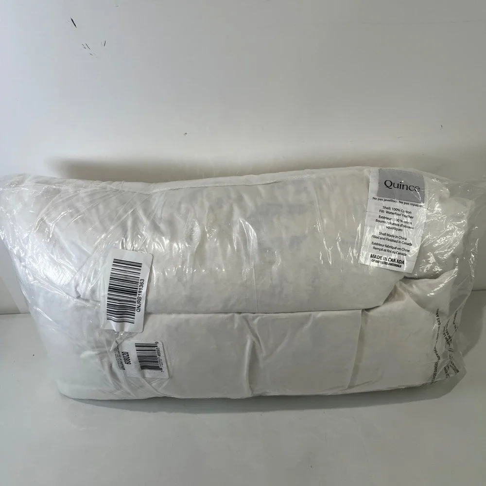 NEW Quince Premium Feather Pillow Insert Home 20x20 White Cotton Square